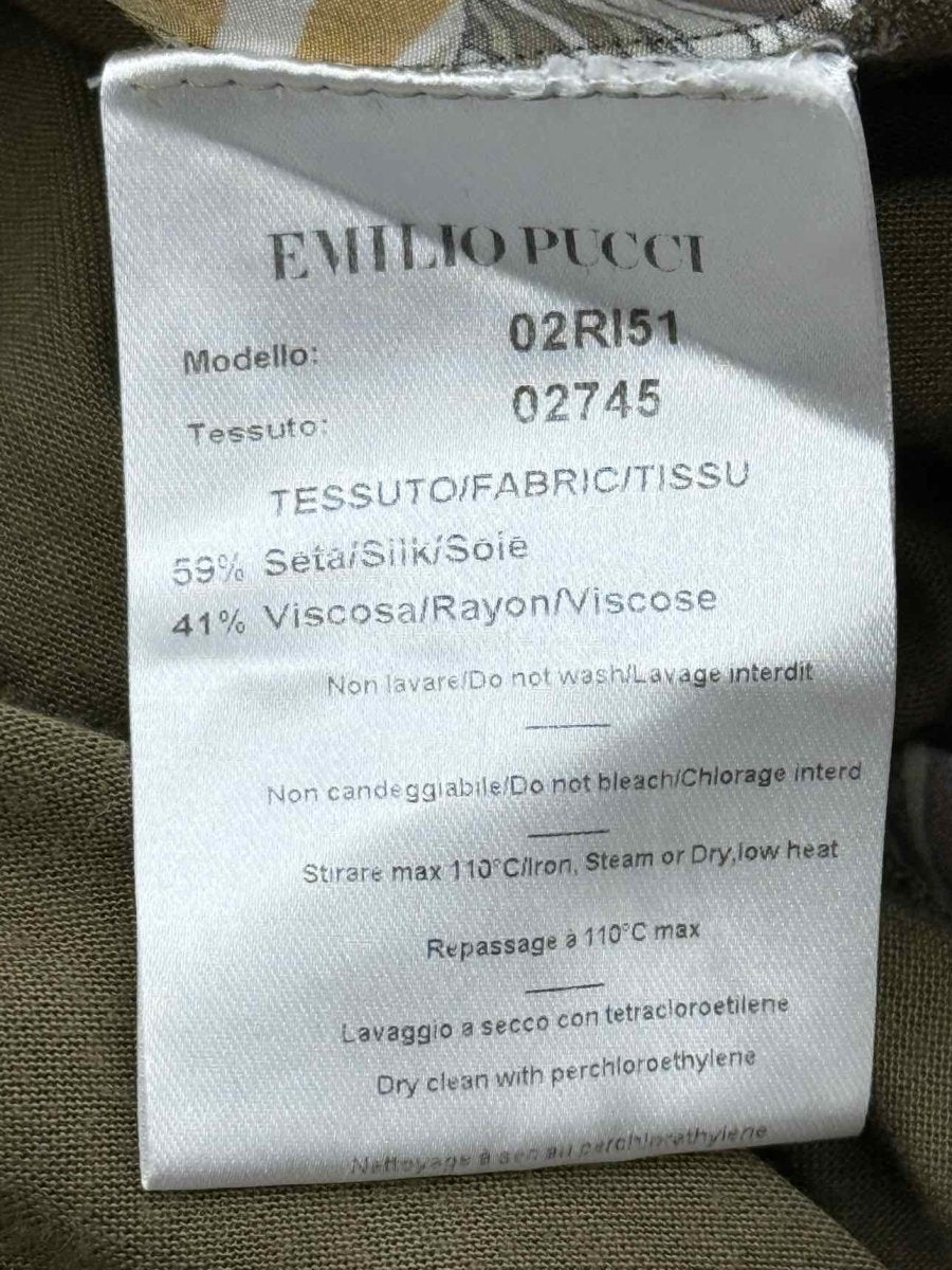 Pre - loved EMILIO PUCCI Khaki & Beige Printed Size US 4 Long Dress at Reems Closet