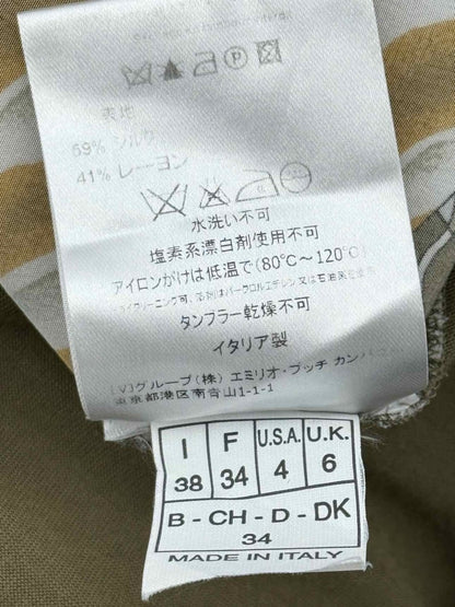 Pre - loved EMILIO PUCCI Khaki & Beige Printed Size US 4 Long Dress at Reems Closet