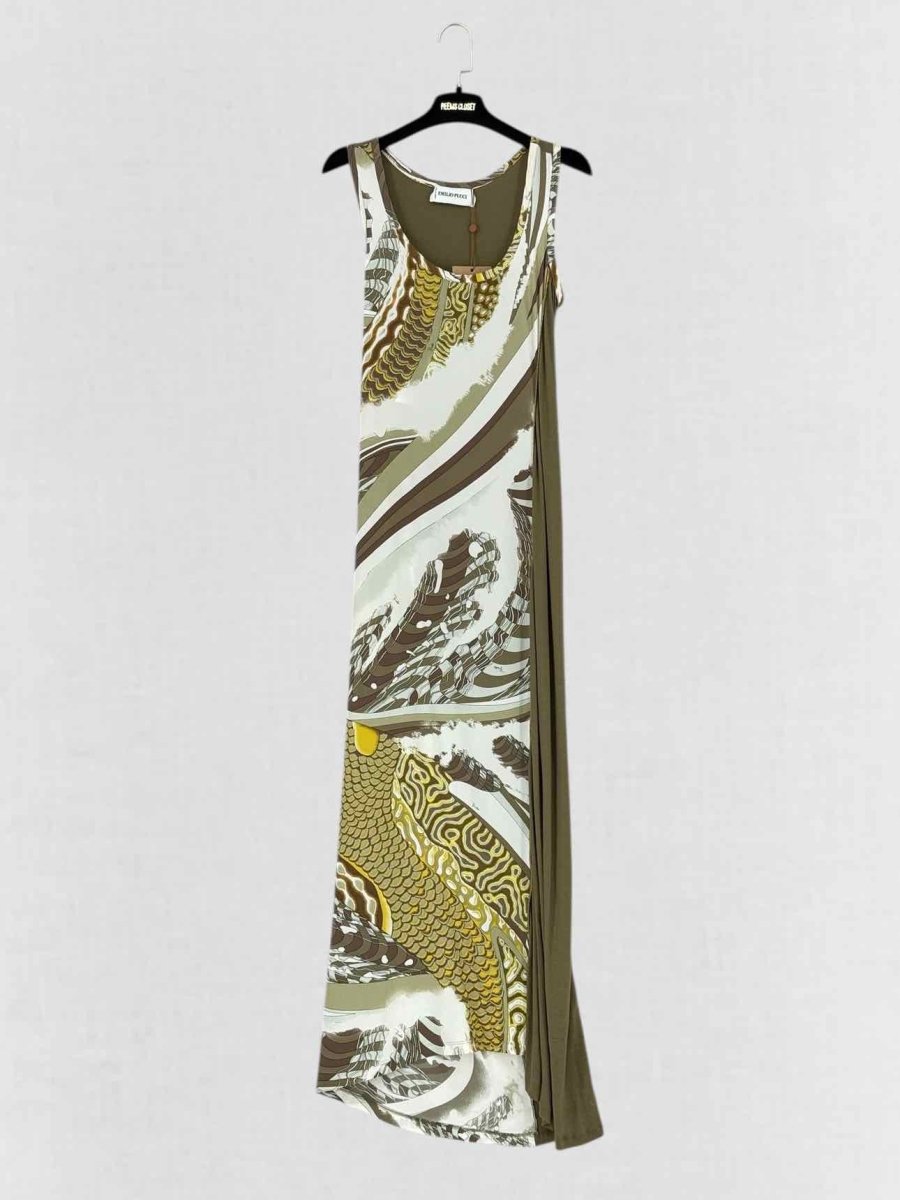 Pre - loved EMILIO PUCCI Khaki & Beige Printed Size US 4 Long Dress at Reems Closet