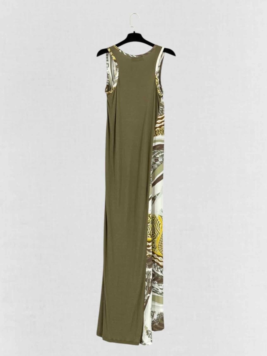 Pre - loved EMILIO PUCCI Khaki & Beige Printed Size US 4 Long Dress at Reems Closet