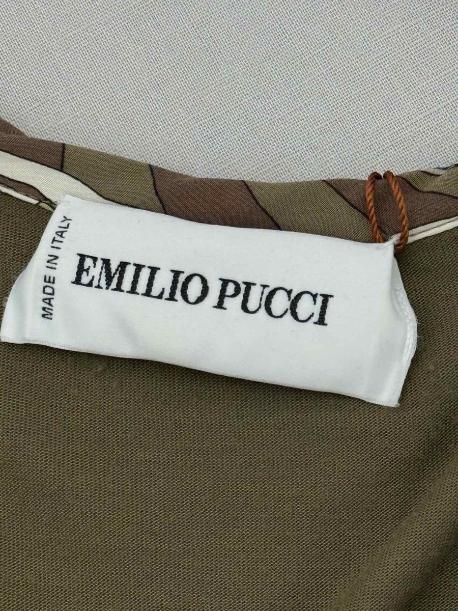 Pre - loved EMILIO PUCCI Khaki & Beige Printed Size US 4 Long Dress at Reems Closet