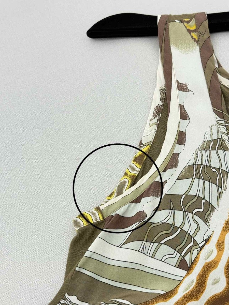 Pre - loved EMILIO PUCCI Khaki & Beige Printed Size US 4 Long Dress at Reems Closet