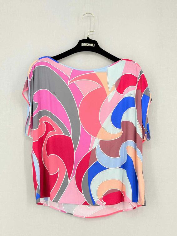 Pre-loved EMILIO PUCCI Pink Multicolor Size US 8 Blouse at Reems Closet