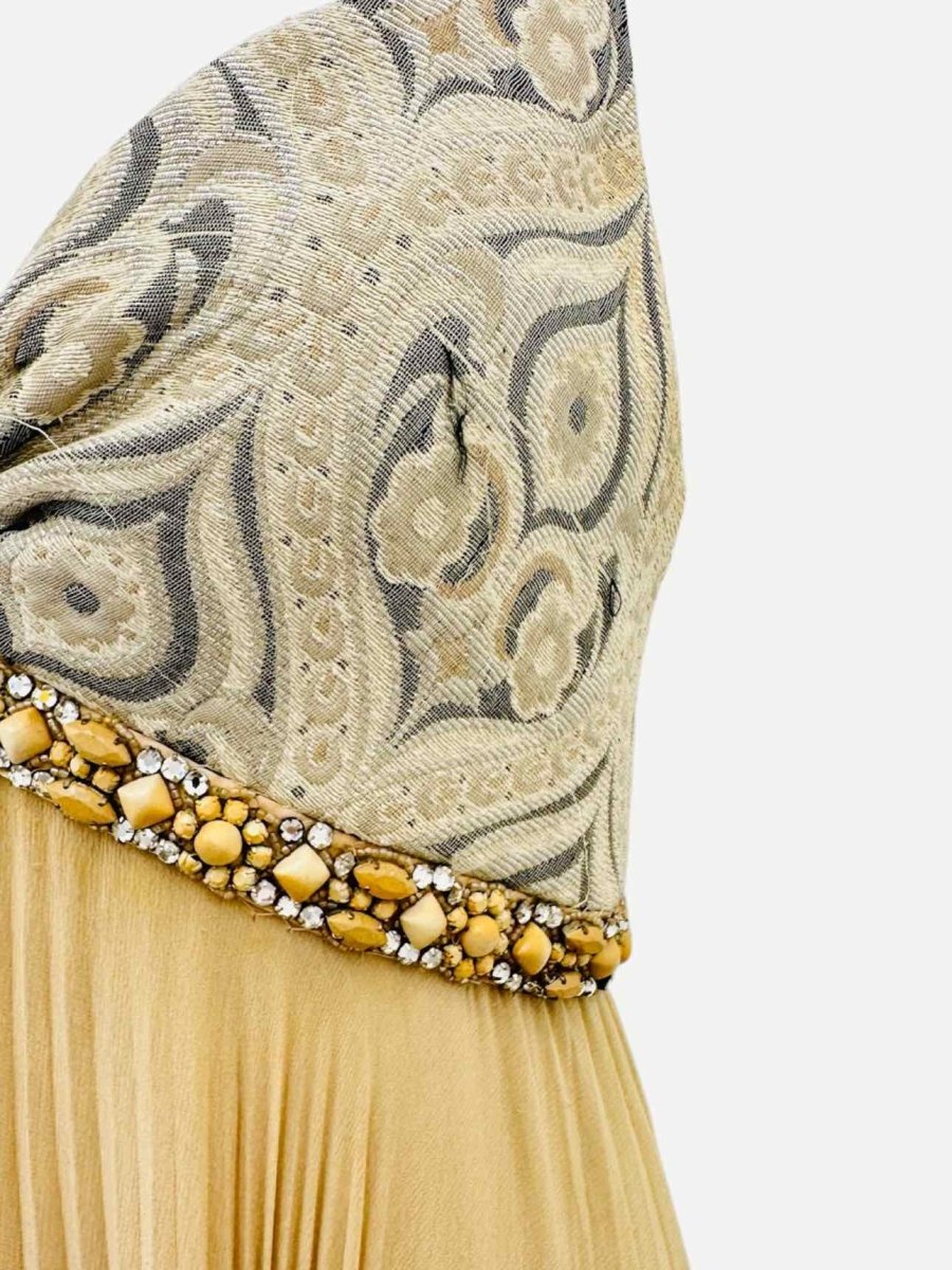 Pre - loved EMILIO PUCCI Pleated Beige Paisley Evening Dress at Reems Closet