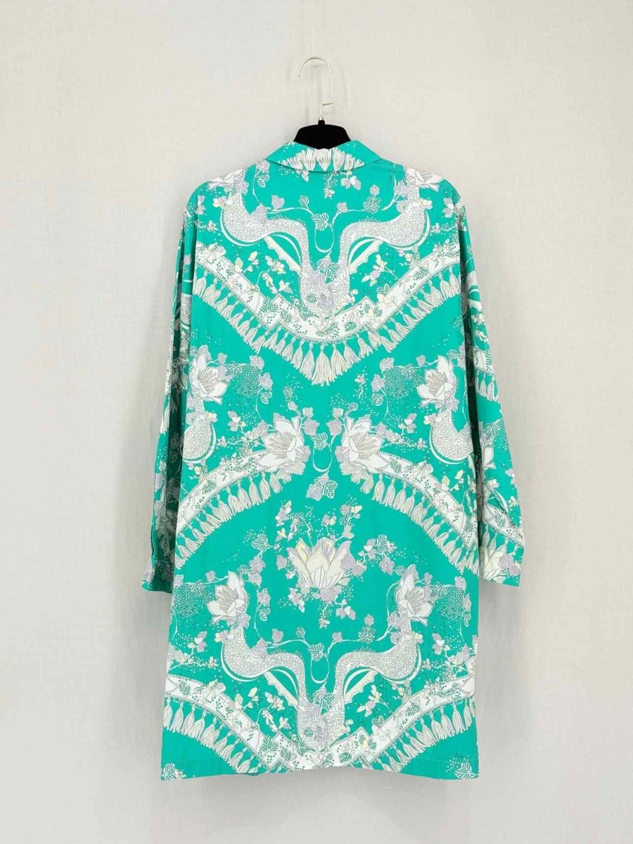 Pre-loved EMILIO PUCCI Turquoise & white Size Large Short Dress at Reems Closet