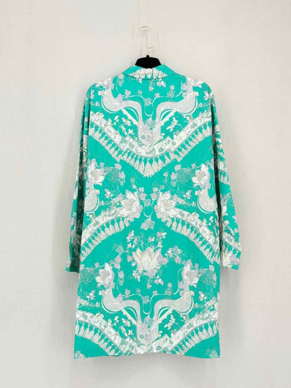 Pre-loved EMILIO PUCCI Turquoise & white Size Large Short Dress at Reems Closet