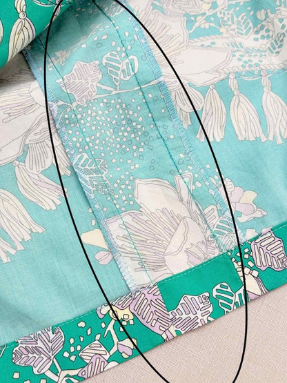Pre-loved EMILIO PUCCI Turquoise & white Size Large Short Dress at Reems Closet