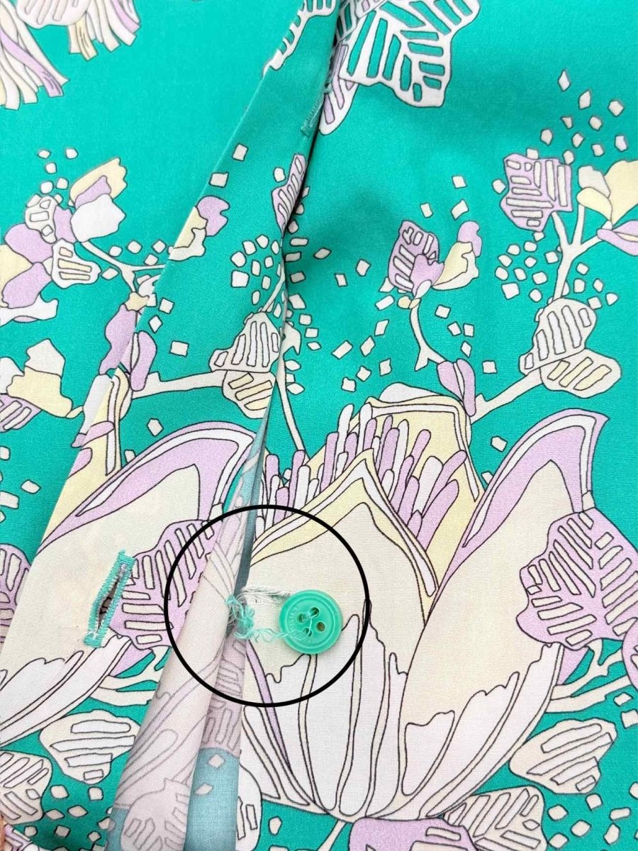 Pre-loved EMILIO PUCCI Turquoise & white Size Large Short Dress at Reems Closet
