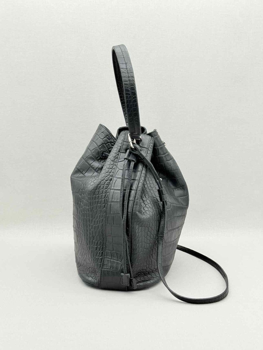 Pre - loved EMPORIO ARMANI Black Bucket Bag at Reems Closet