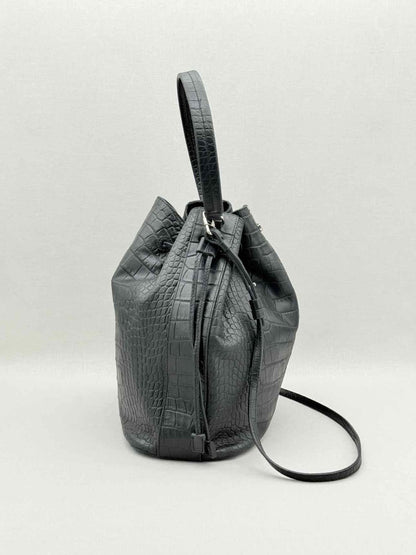 Pre - loved EMPORIO ARMANI Black Bucket Bag at Reems Closet