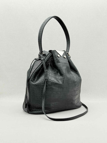 Pre - loved EMPORIO ARMANI Black Bucket Bag at Reems Closet