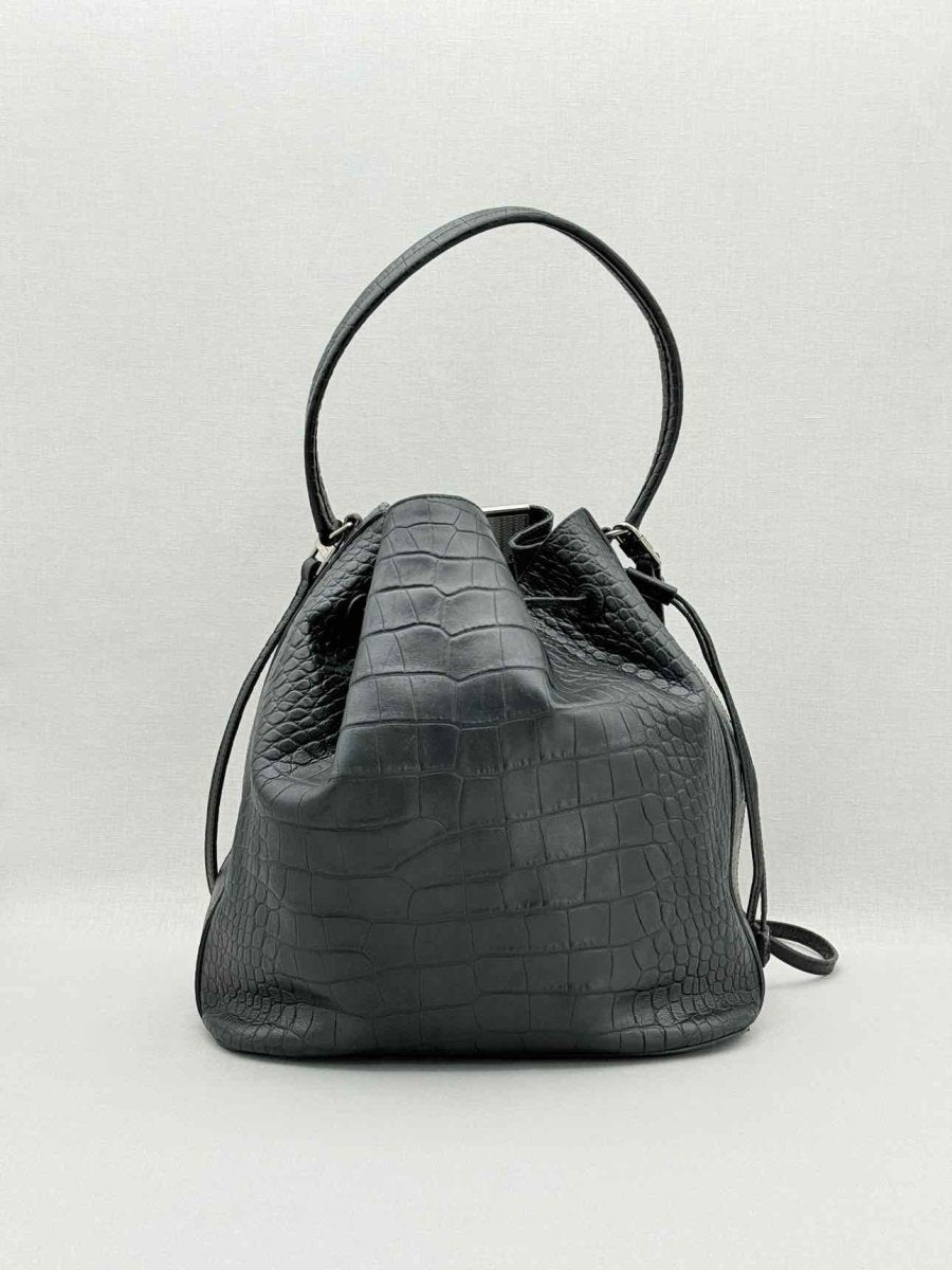 Pre - loved EMPORIO ARMANI Black Bucket Bag at Reems Closet