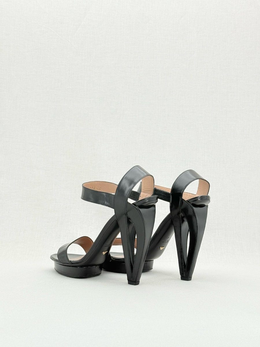 Pre - loved EMPORIO ARMANI Black Size EU 40 Heeled Sandals at Reems Closet