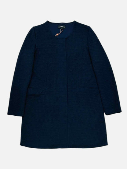 Pre - loved EMPORIO ARMANI Knit Blue Coat at Reems Closet