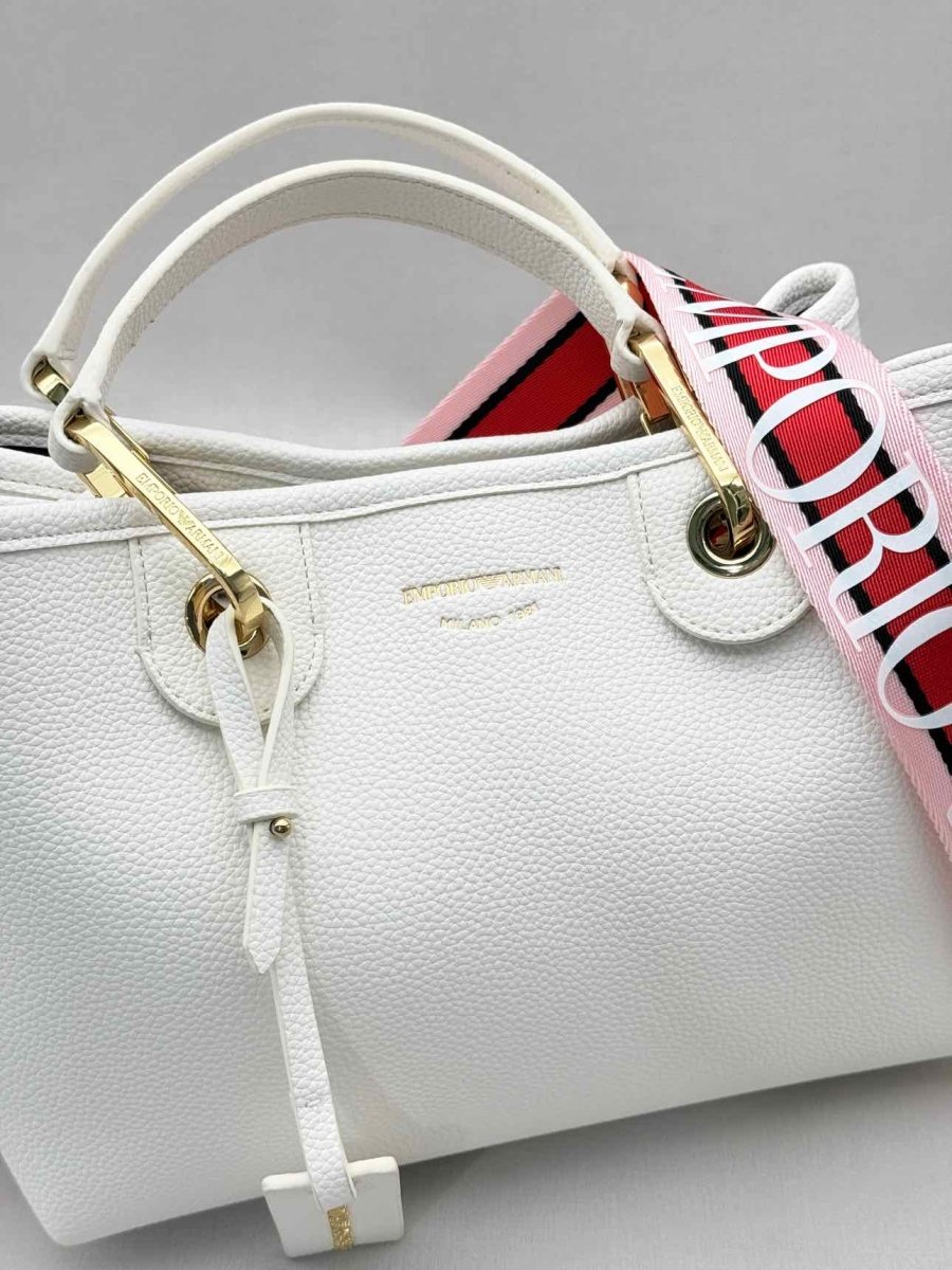 Pre-loved EMPORIO ARMANI Logo-tag White Tote Bag at Reems Closet