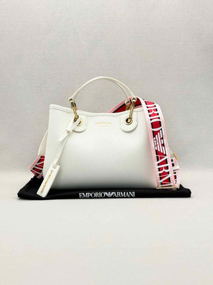 Pre-loved EMPORIO ARMANI Logo-tag White Tote Bag at Reems Closet