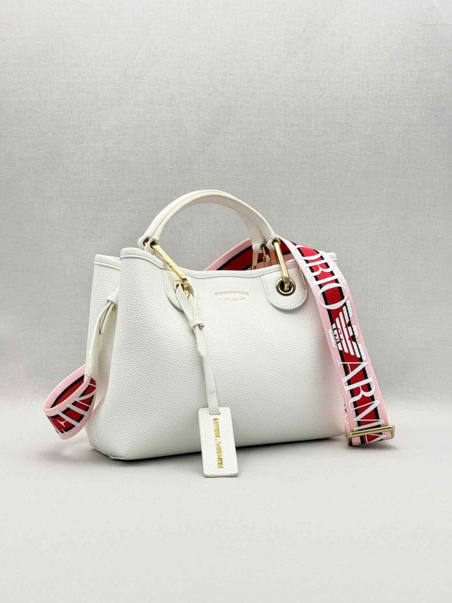 Pre-loved EMPORIO ARMANI Logo-tag White Tote Bag at Reems Closet