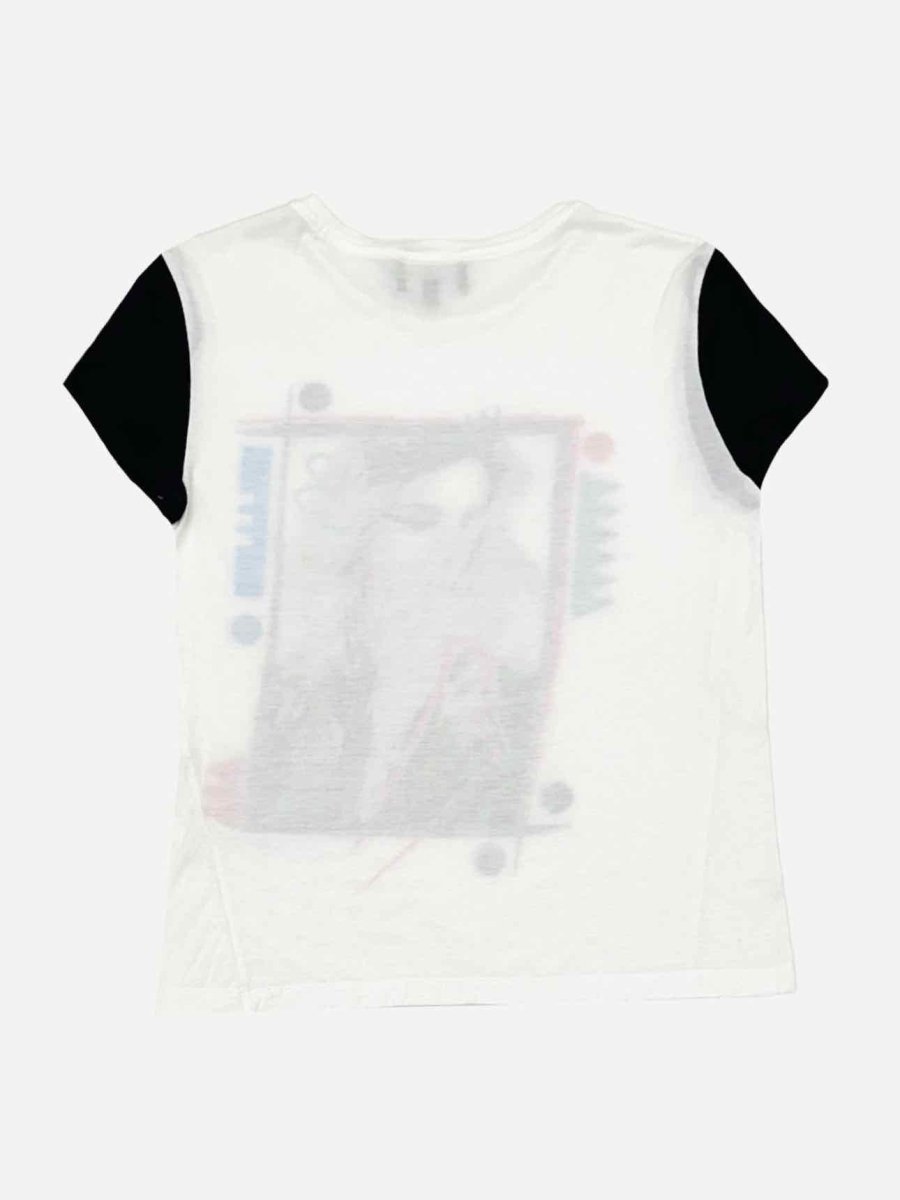 Pre - loved EMPORIO ARMANI White Multicolor Printed T - shirt at Reems Closet