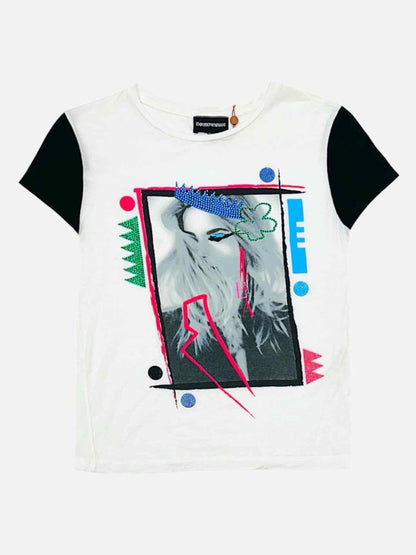 Pre - loved EMPORIO ARMANI White Multicolor Printed T - shirt at Reems Closet