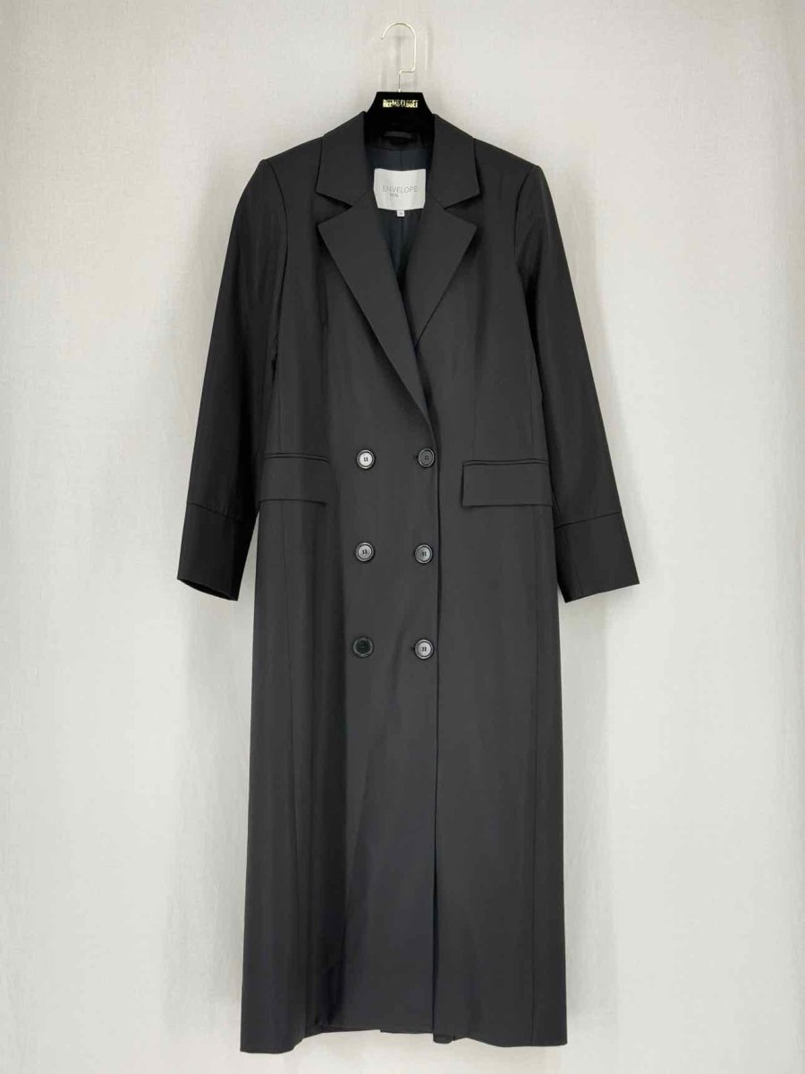 Pre - loved ENVELOPE 1976 Black Size US 4 Trench Coat at Reems Closet