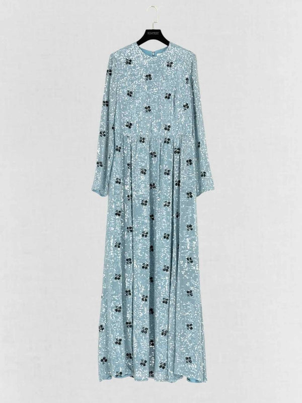 Pre - loved ERDEM Blue Floral Size US 8 Long Dress at Reems Closet
