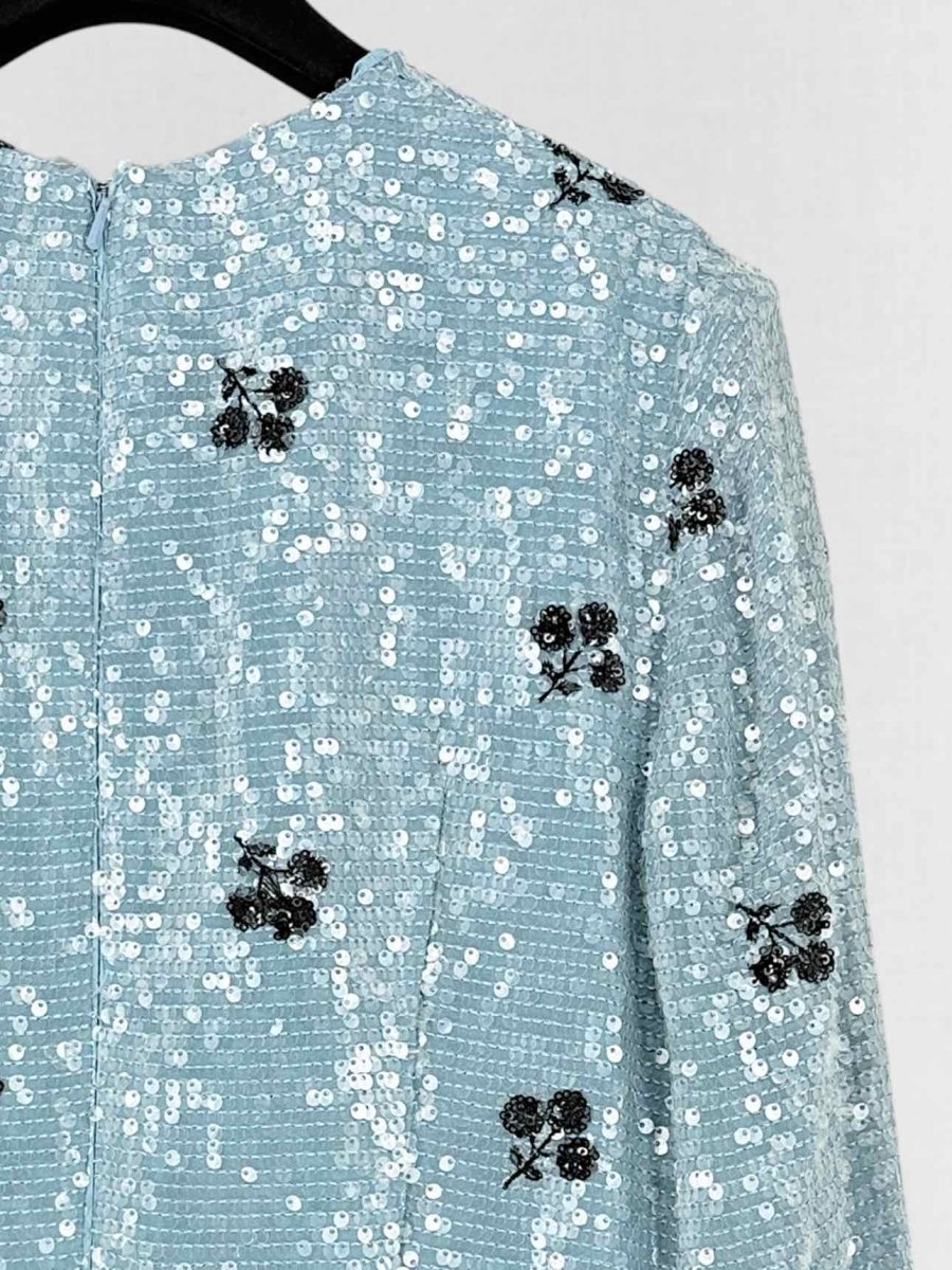 Pre - loved ERDEM Blue Floral Size US 8 Long Dress at Reems Closet