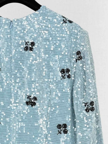 Pre - loved ERDEM Blue Floral Size US 8 Long Dress at Reems Closet