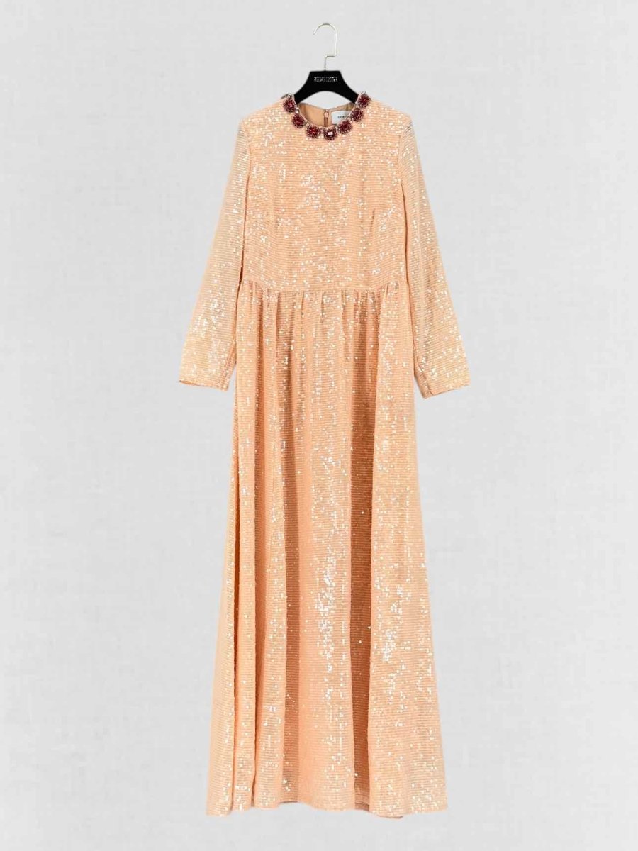 Pre - loved ERDEM Pink Sequin Embellished Size US 10 Long Dress at Reems Closet