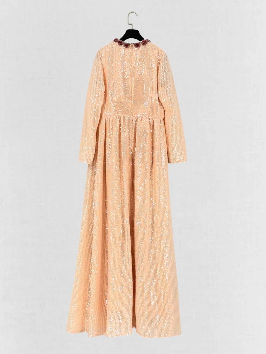 Pre - loved ERDEM Pink Sequin Embellished Size US 10 Long Dress at Reems Closet