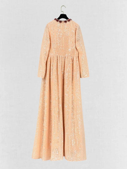 Pre - loved ERDEM Pink Sequin Embellished Size US 10 Long Dress at Reems Closet