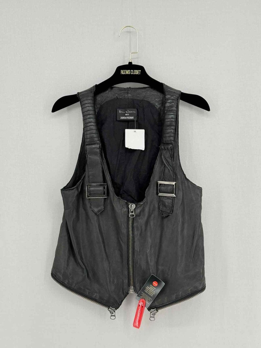 Pre - loved ERIN WASSON Black Zipper Size Medium Vest at Reems Closet