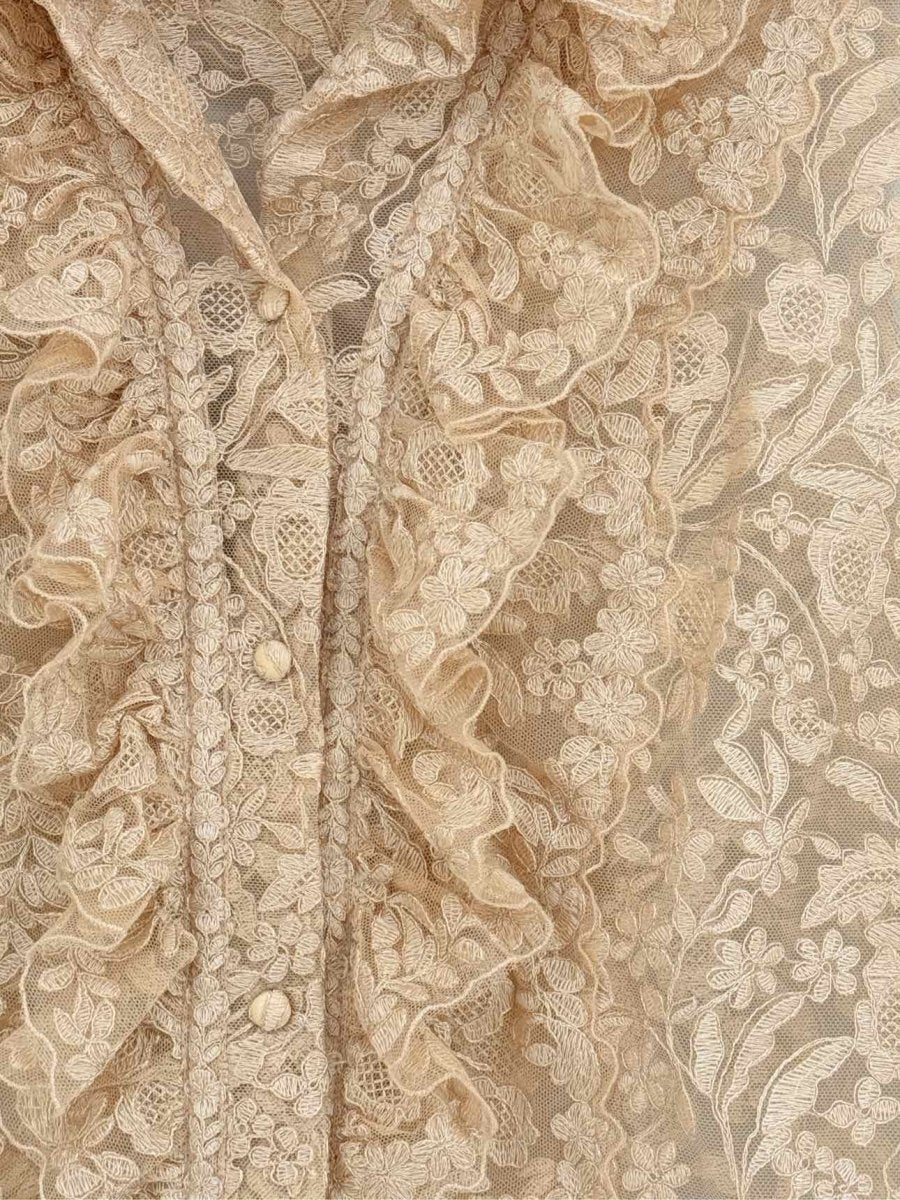 Pre - loved ERMANNO SCERVINO Beige Lace Size Medium Outfit Set at Reems Closet