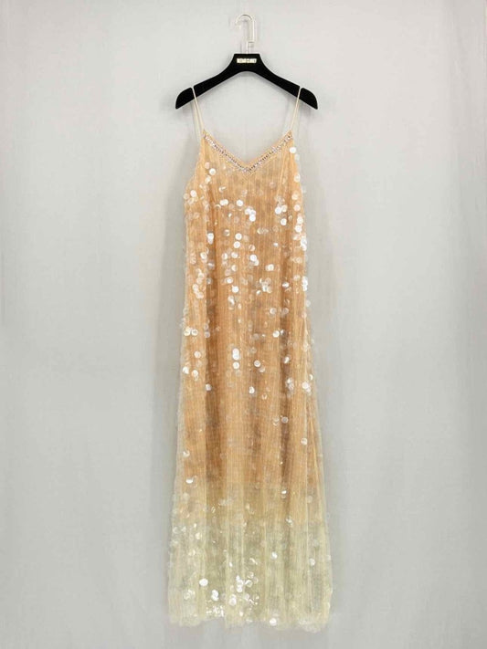 Pre - loved ERMANNO SCERVINO Beige Size Medium Midi Dress at Reems Closet