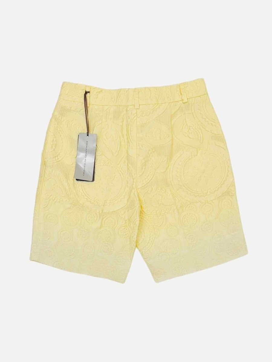 Pre - loved ERMANNO SCERVINO Bermuda Yellow Jacquard Shorts at Reems Closet