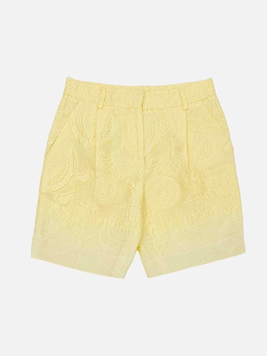 Pre - loved ERMANNO SCERVINO Bermuda Yellow Jacquard Shorts at Reems Closet