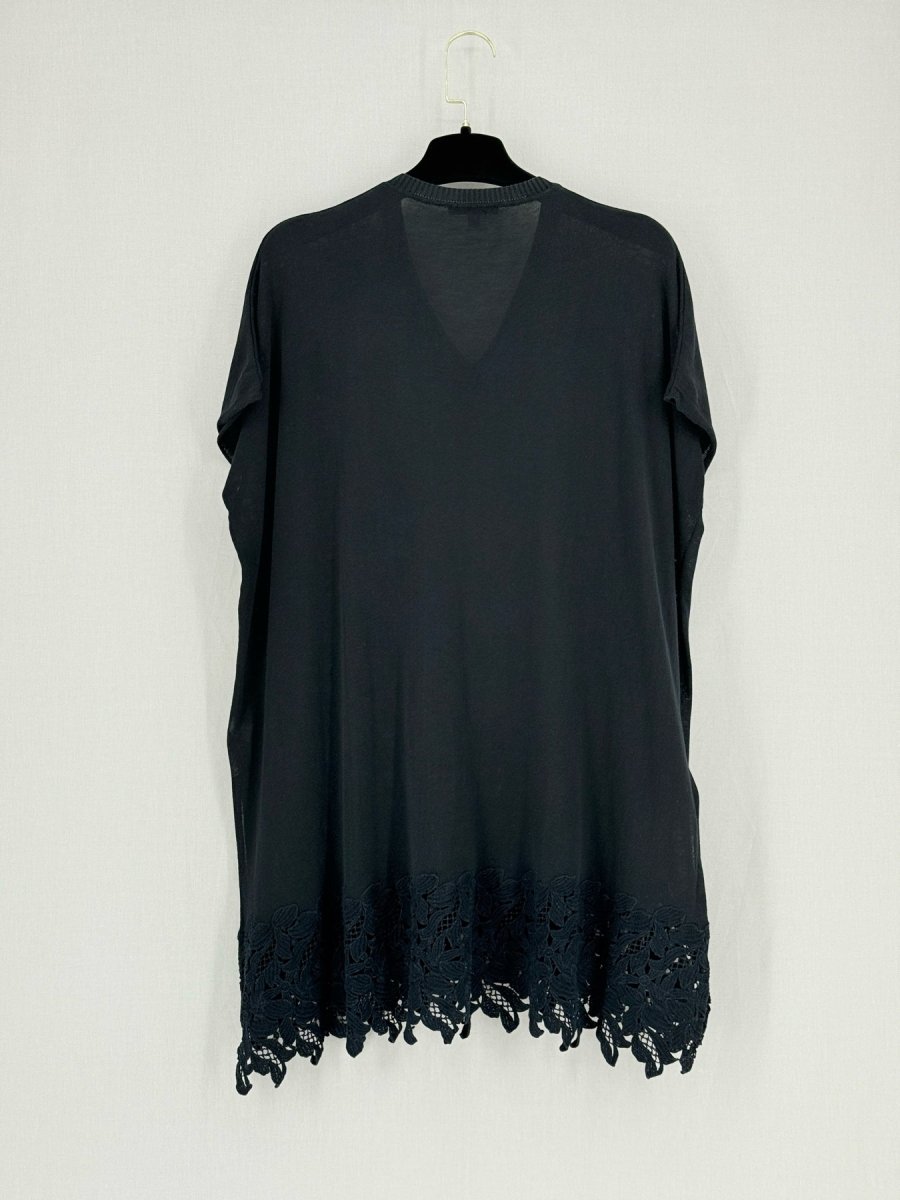 Pre - loved ERMANNO SCERVINO Black Lace Detail Size US 4 Top at Reems Closet