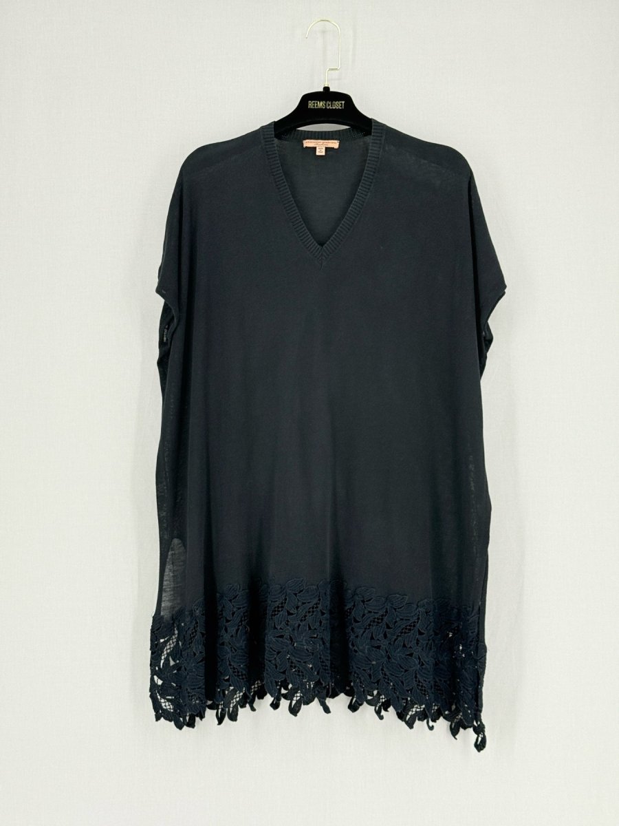 Pre - loved ERMANNO SCERVINO Black Lace Detail Size US 4 Top at Reems Closet