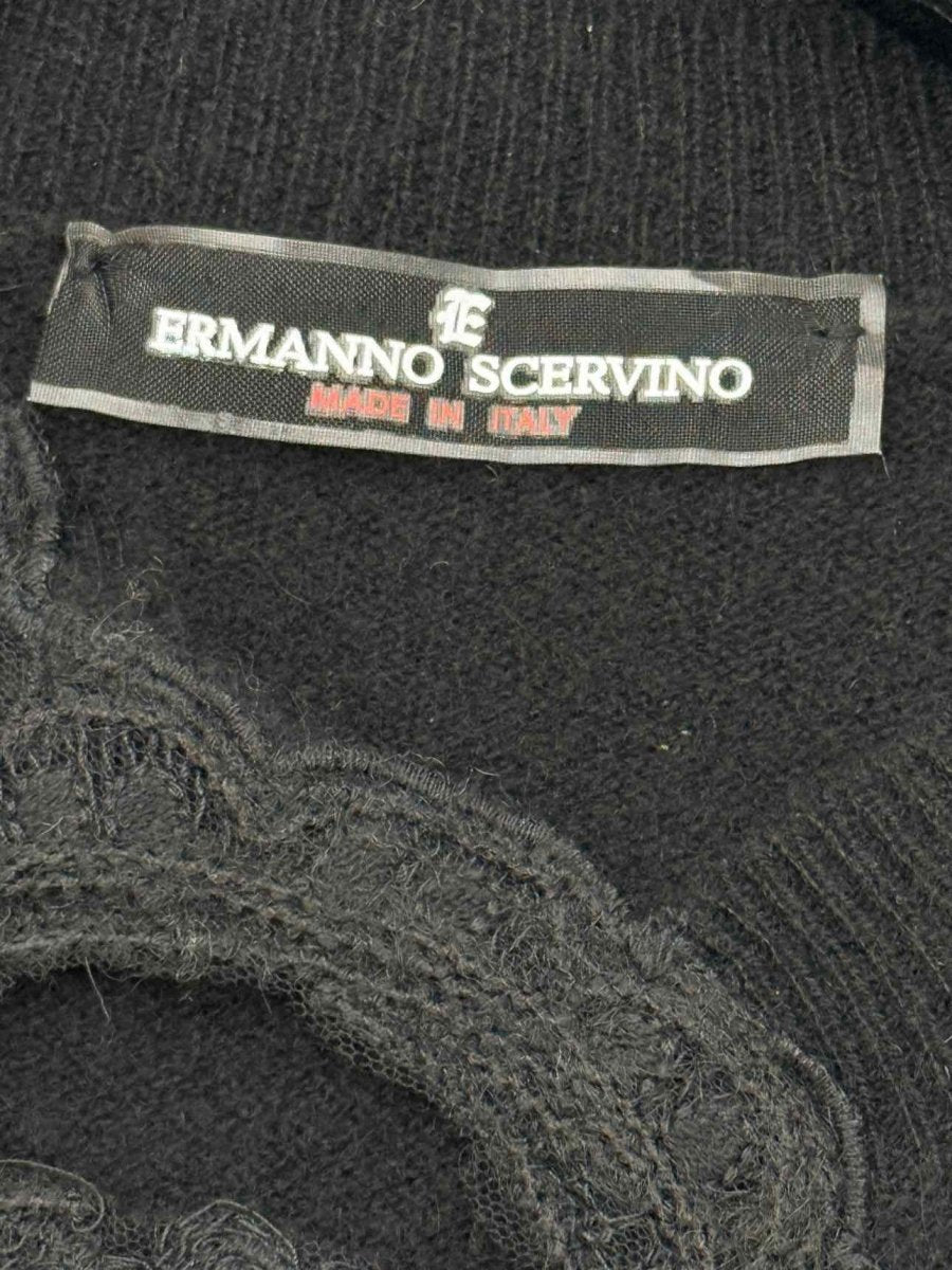 Pre - loved ERMANNO SCERVINO Black Lace Trim Size US 6 Sweater at Reems Closet