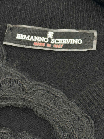 Pre - loved ERMANNO SCERVINO Black Lace Trim Size US 6 Sweater at Reems Closet