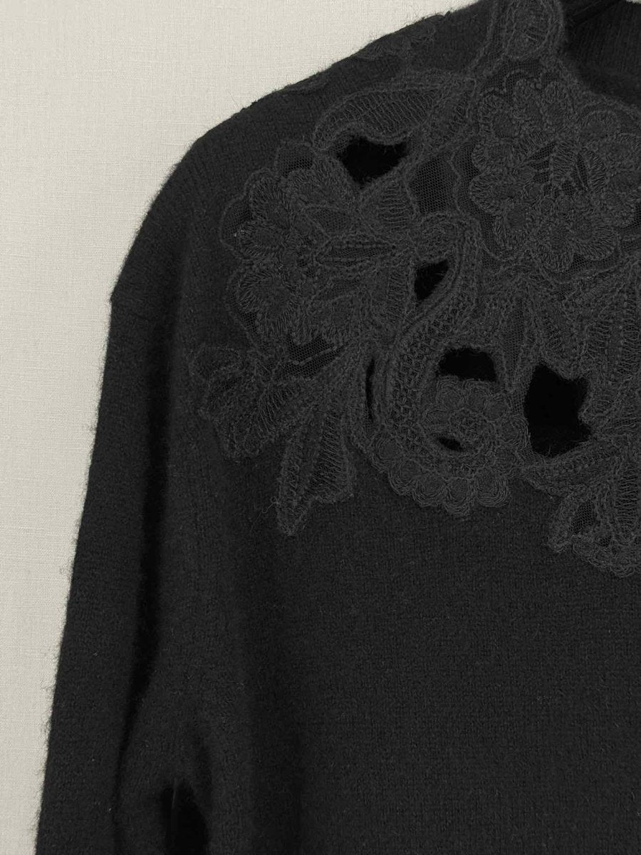 Pre - loved ERMANNO SCERVINO Black Lace Trim Size US 6 Sweater at Reems Closet