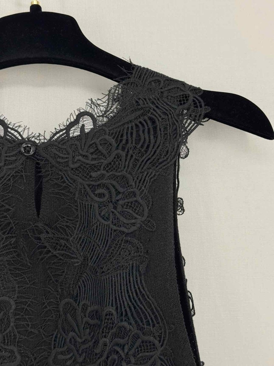 Pre - loved ERMANNO SCERVINO Black Lace Trim Size US 6 Top at Reems Closet