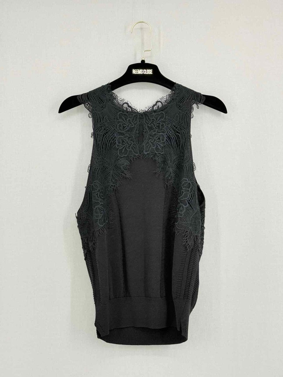 Pre - loved ERMANNO SCERVINO Black Lace Trim Size US 6 Top at Reems Closet