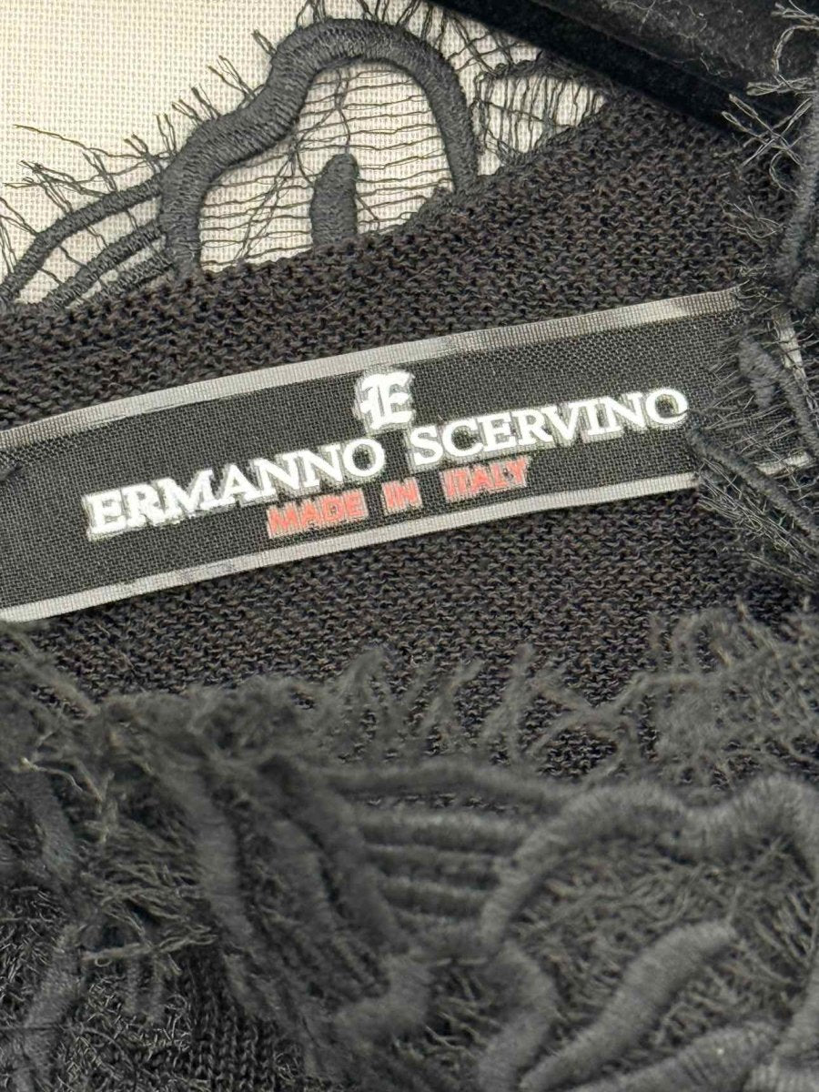 Pre - loved ERMANNO SCERVINO Black Lace Trim Size US 6 Top at Reems Closet