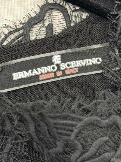 Pre - loved ERMANNO SCERVINO Black Lace Trim Size US 6 Top at Reems Closet