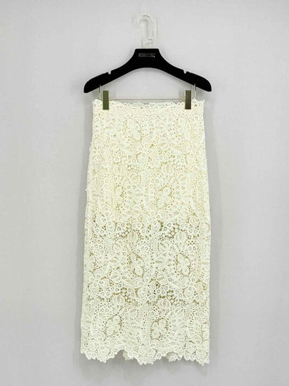 Pre - loved ERMANNO SCERVINO Cream Size Medium Knee Length Skirt at Reems Closet