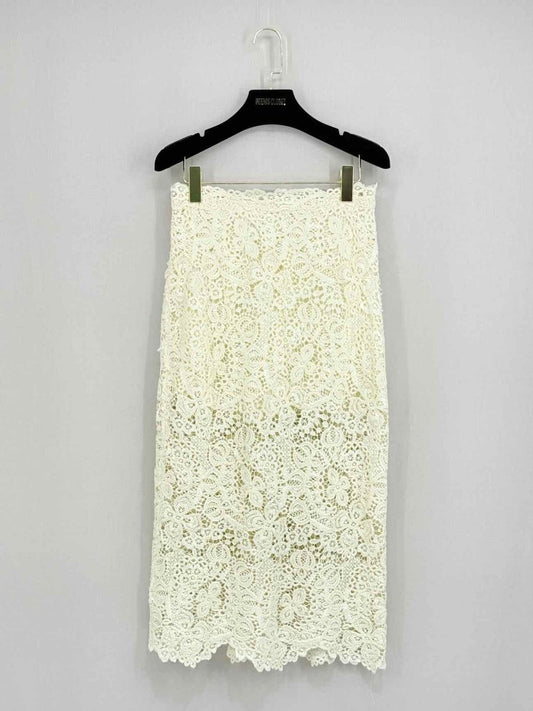 Pre - loved ERMANNO SCERVINO Cream Size Medium Knee Length Skirt at Reems Closet