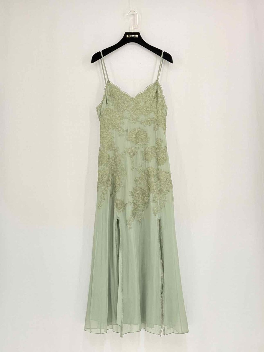 Pre - loved ERMANNO SCERVINO Green Lace Size Medium Midi Dress at Reems Closet
