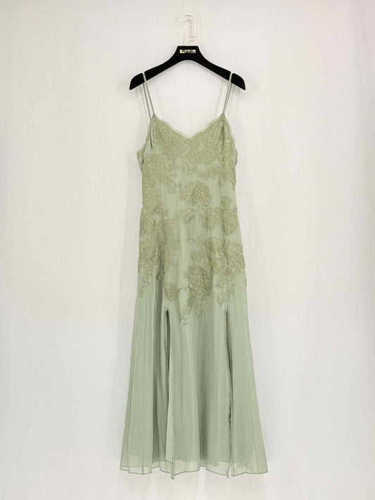 Pre - loved ERMANNO SCERVINO Green Lace Size Medium Midi Dress at Reems Closet
