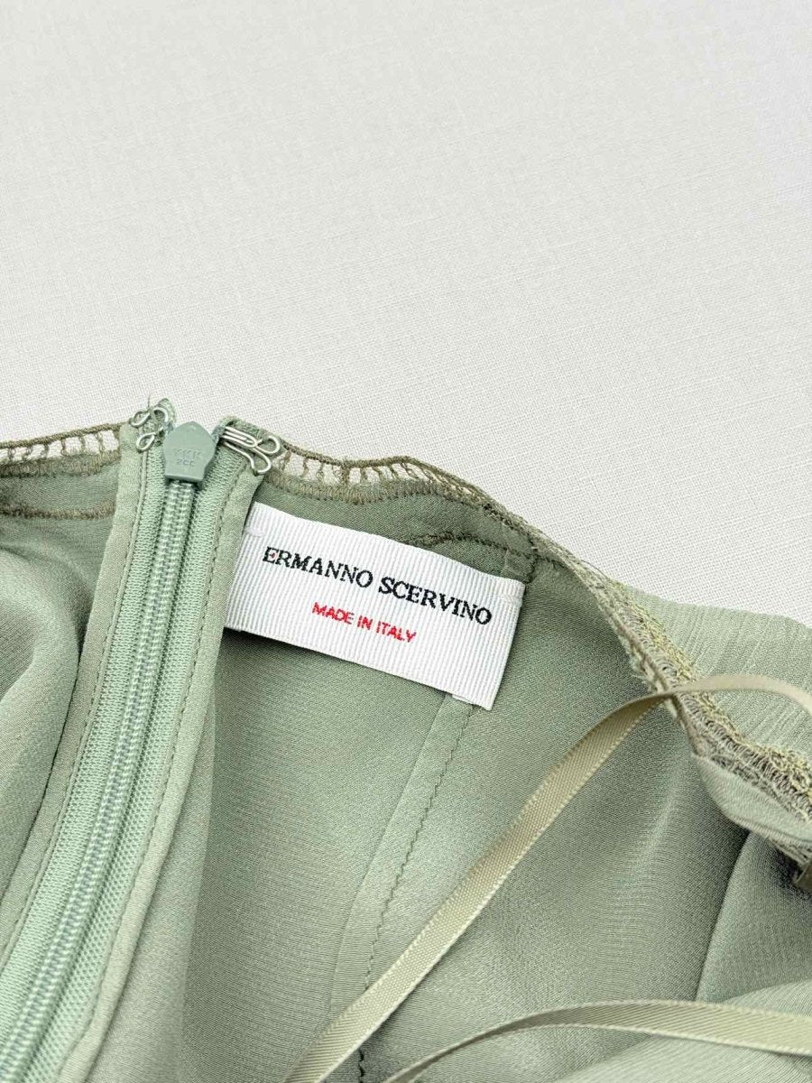 Pre - loved ERMANNO SCERVINO Green Lace Size Medium Midi Dress at Reems Closet