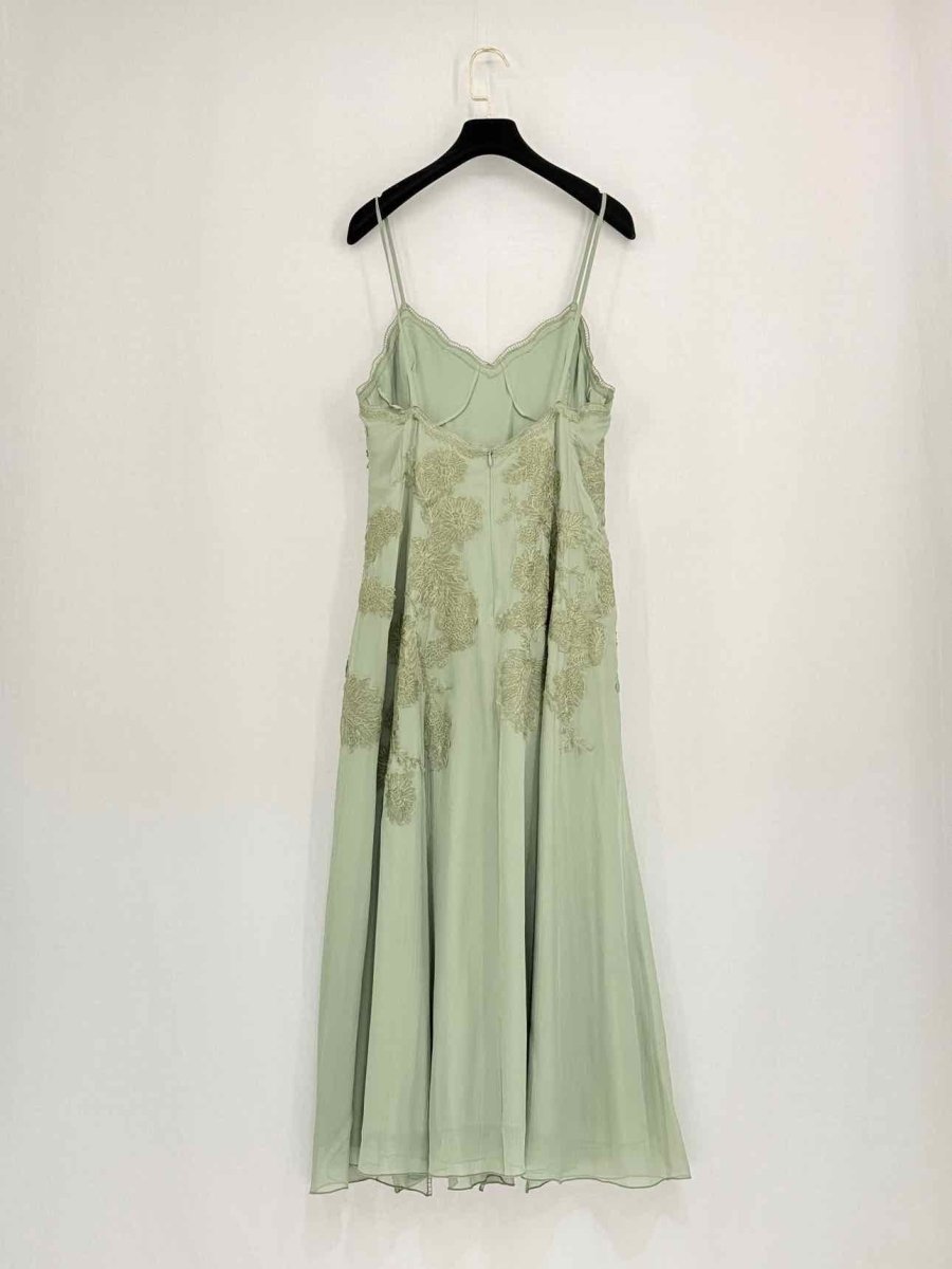 Pre - loved ERMANNO SCERVINO Green Lace Size Medium Midi Dress at Reems Closet
